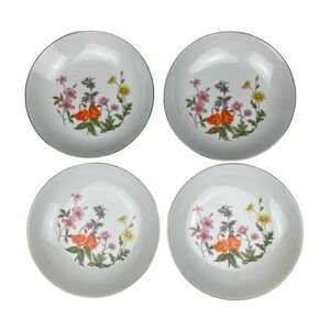 Fine China Of Japan Wild Flower Coupe Soup Bowls Set of 4